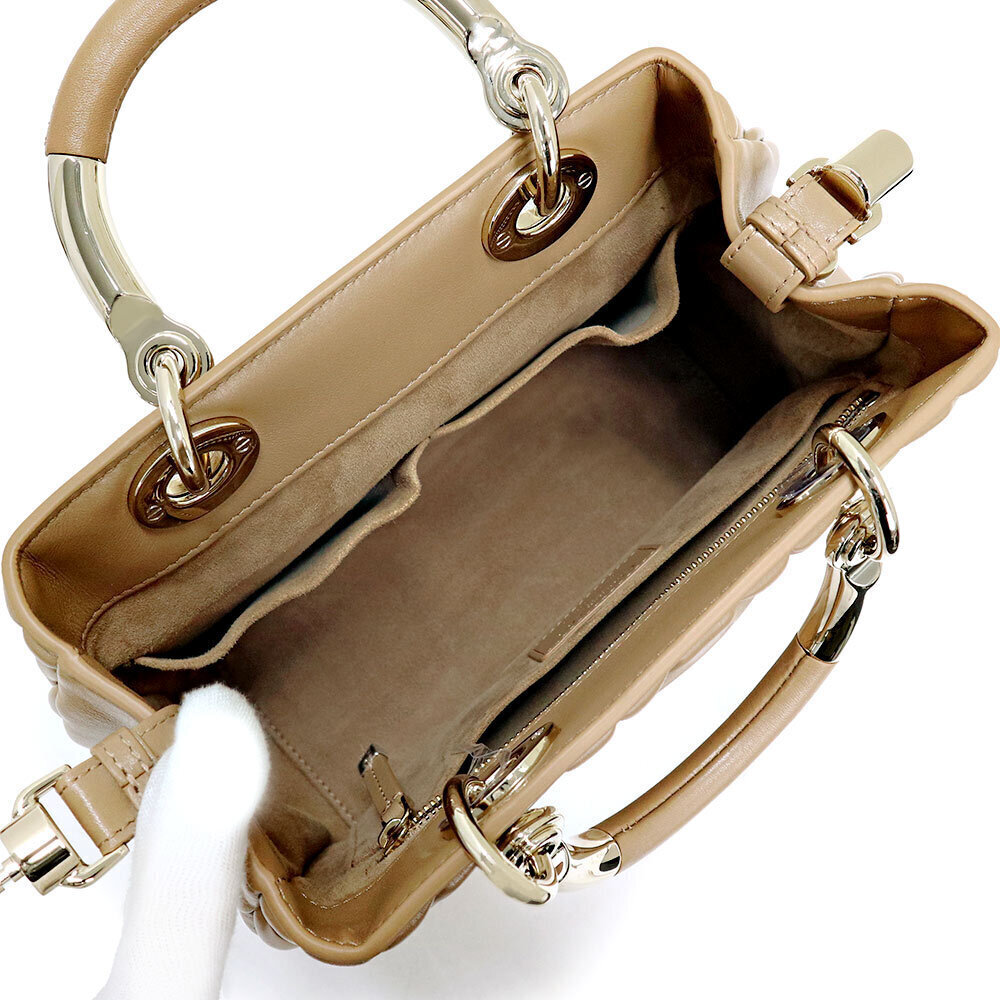 Dior Cannage Christian Calfskin Brown Lady Crossbody Shoulder Leather